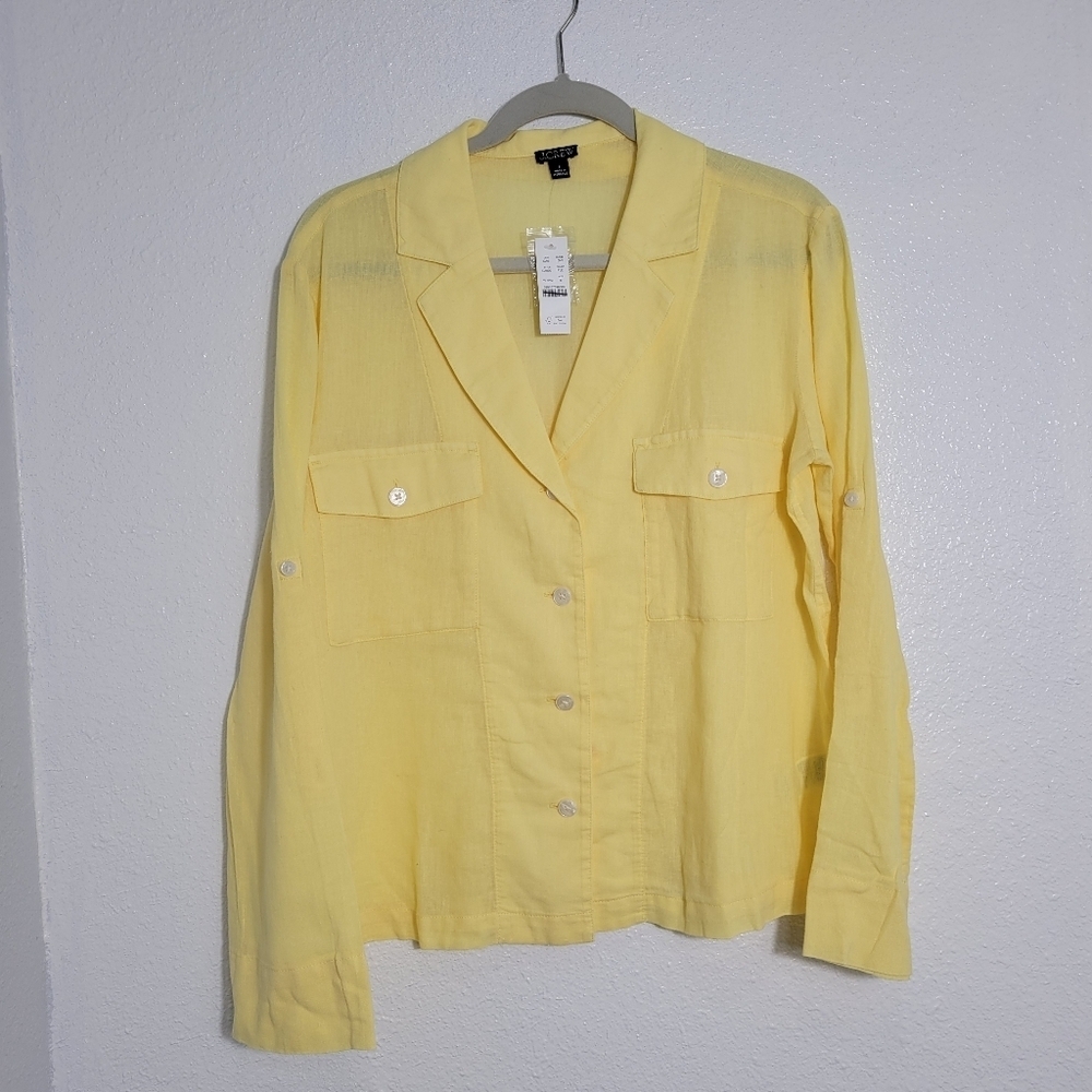 J Crew Camp-collar shirt in featherweight linen blend |Sz 6|NWT - Picture 5 of 9